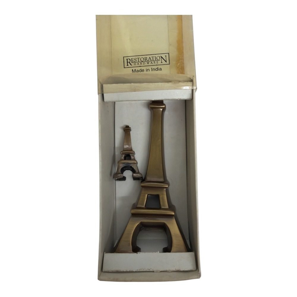 Restoration Hardware Brass Eiffel Tower Bottle Opener & Mini Eiffel Tower EUC